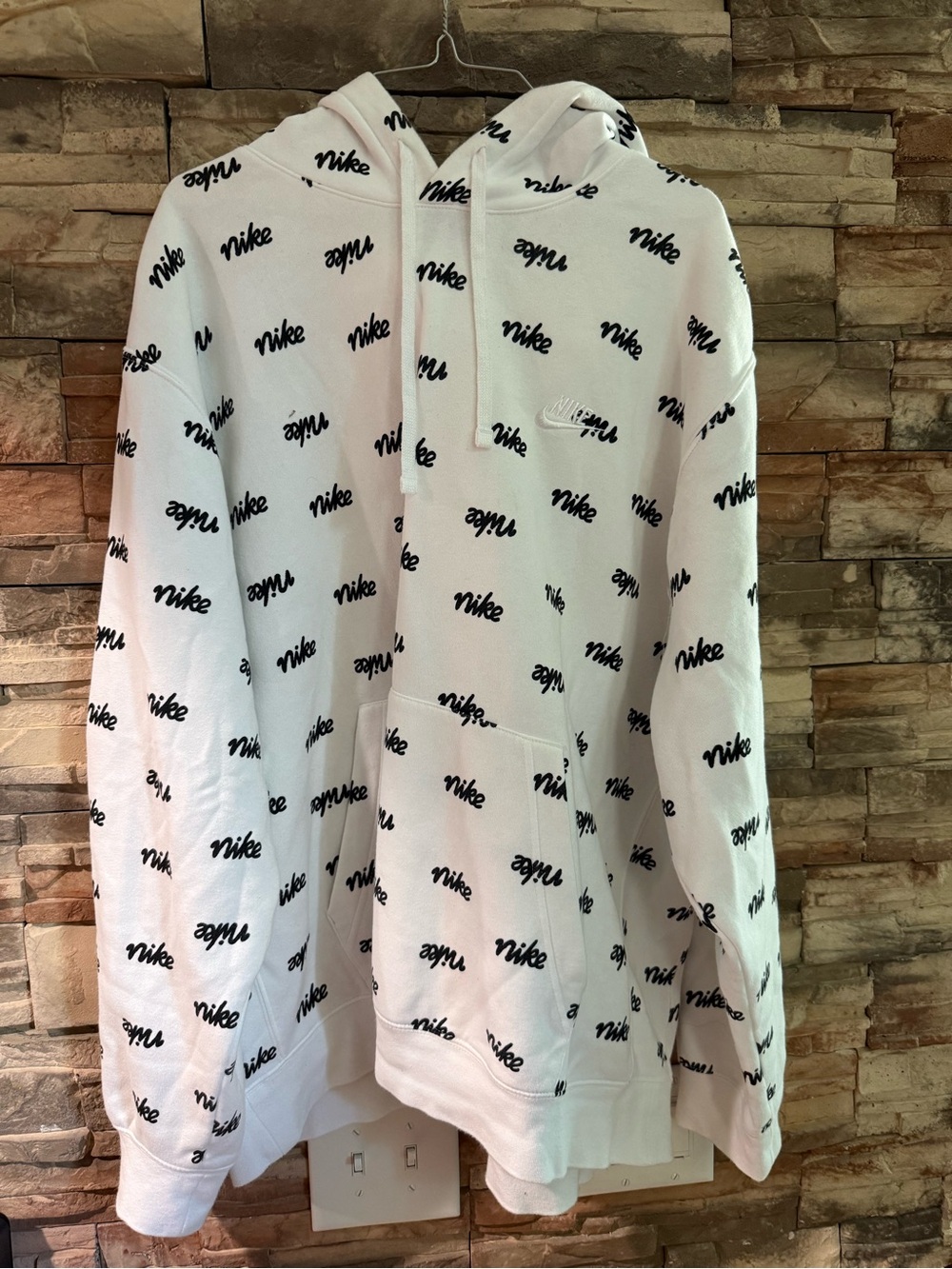 Nike all over print Pullover Hoodie with Black and White Logo Labe